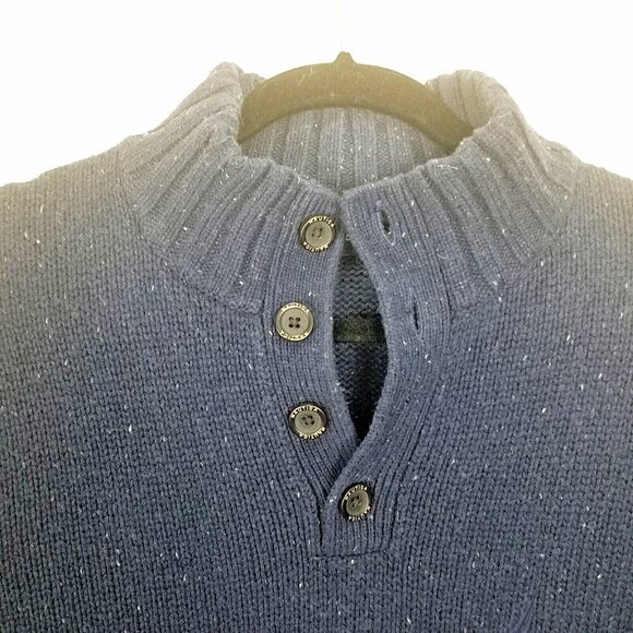 Nautica Wool Blend 1/4 Button Pullover Knit Sweater‎ Navy white Speckle Men's XL - Picture 4 of 11